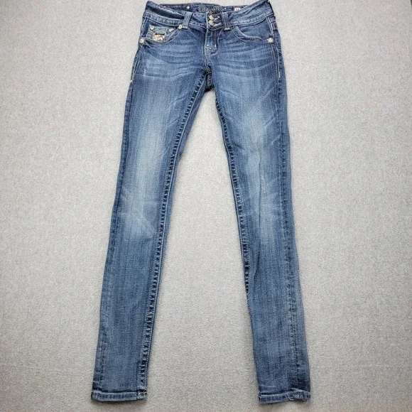 Miss Me Jeans Women's 25 Skinny Low Rise Med wash JP50025k-42 - Picture 1 of 12